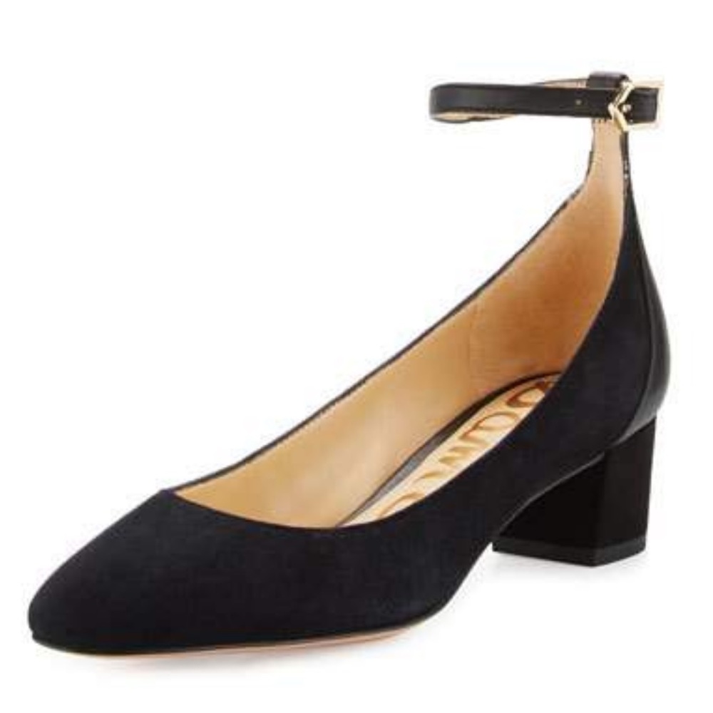 Sam Edelman Womens Lola Suede Ankle Strap Block Heel Pumps